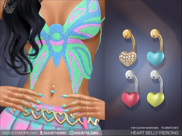 Alpha Heart Belly Piercing (eyebrow category) - The Sims 4 Custom Content