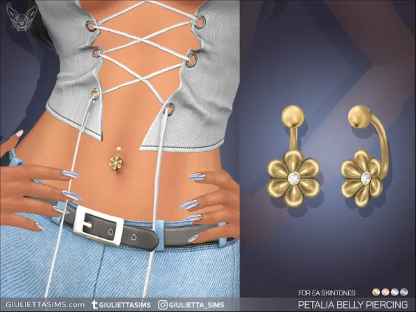 Alpha EA skintones Petalia Belly Piercing by feyona - The Sims 4 Custom Content