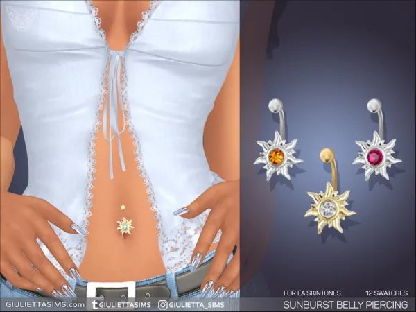 Alpha EA Skintones Sunburst Belly Piercing by feyona - The Sims 4 Custom Content