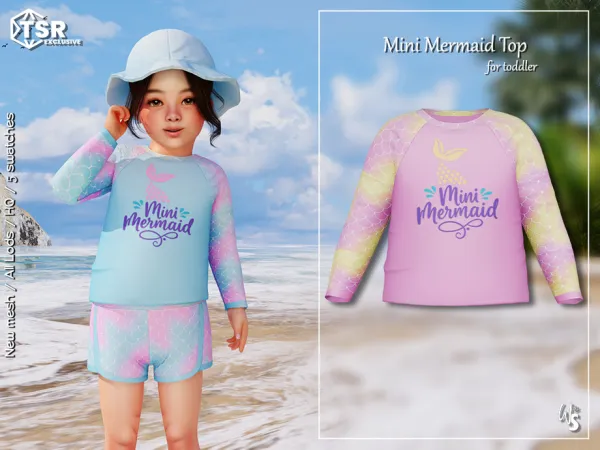 Alpha Mini Mermaid Top (toddler) - The Sims 4 Custom Content