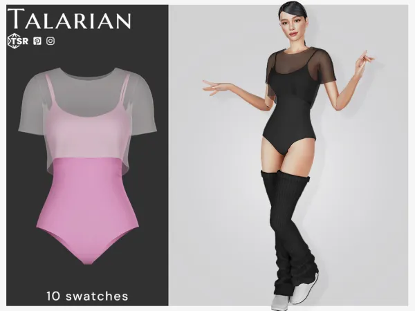 Maxis Match Emerie Bodysuit With Cropped Tee by talarian - The Sims 4 Custom Content