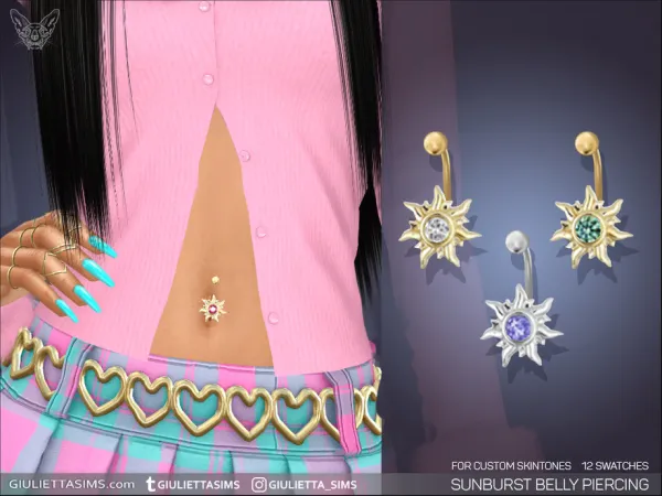 Alpha Sunburst Belly Piercing (eyebrow category) - The Sims 4 Custom Content