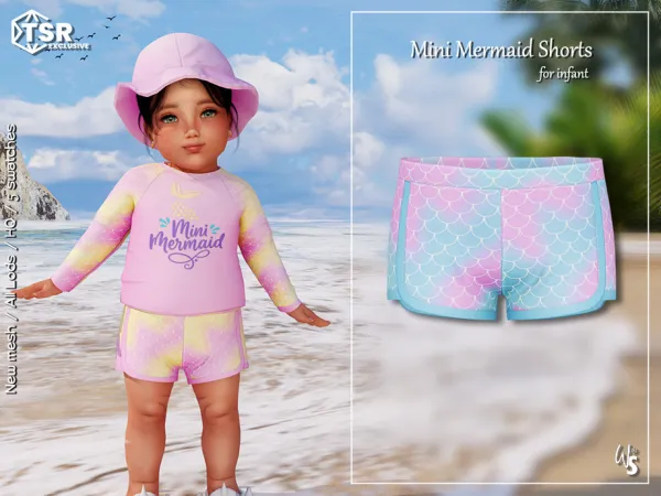 Alpha Mini Mermaid Shorts (infant) - The Sims 4 Custom Content