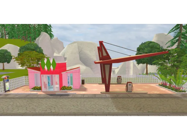 Gas Station 1x3 Minimal by joyceysims - The Sims 2 Custom Content