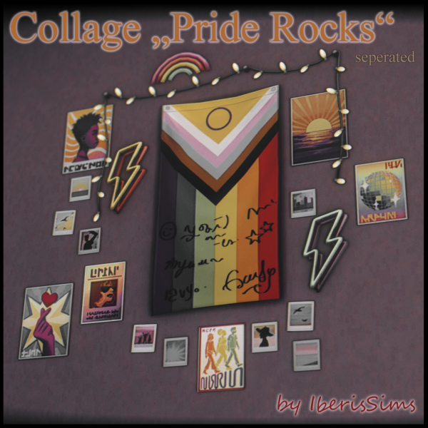Maxis Match [iBSi] Pride Collage Pride Rocks seperated by simsfinds - The Sims 4 Custom Content