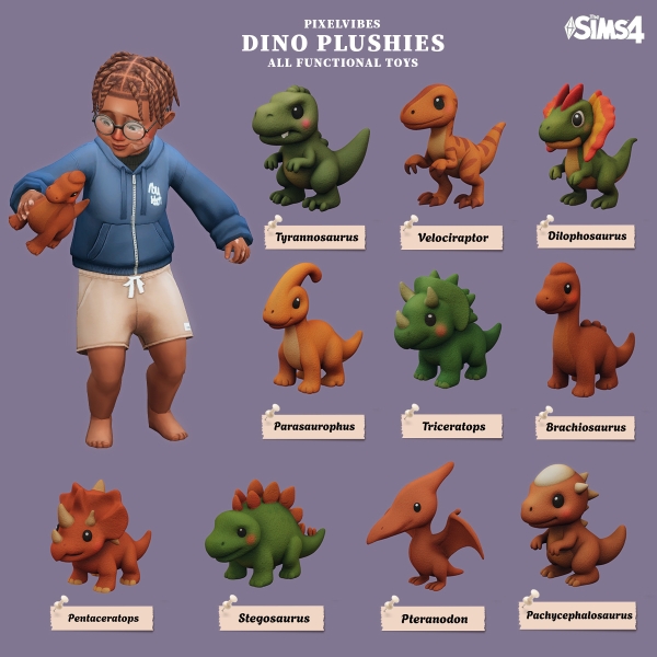Maxis Match Dino Plushies by pixelvibes - The Sims 4 Custom Content