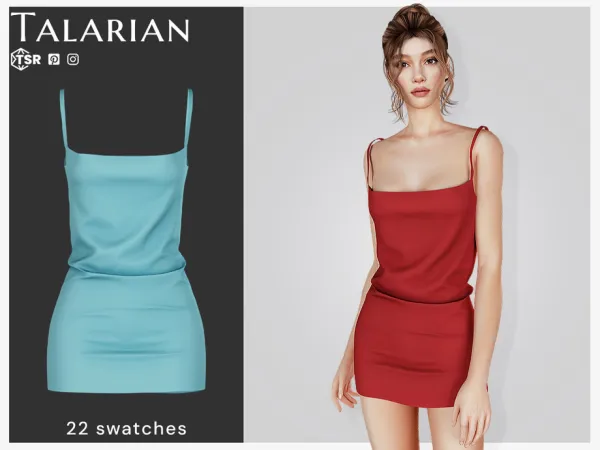 Alpha Remi Slip mini dress with spaghetti straps by talarian - The Sims 4 Custom Content