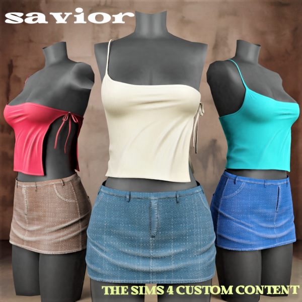 Alpha Svr_Lalapatio Denim Suit by saviorts4 - The Sims 4 Custom Content