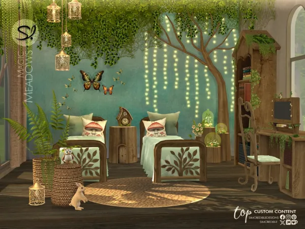Mix Magic Meadows Kids Bedroom by simcredible - The Sims 4 Custom Content