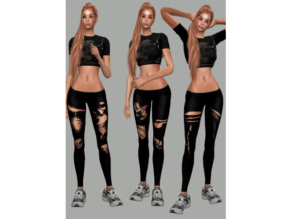 Alpha Leggings black Ripped by JenniAnneJane - The Sims 4 Custom Content