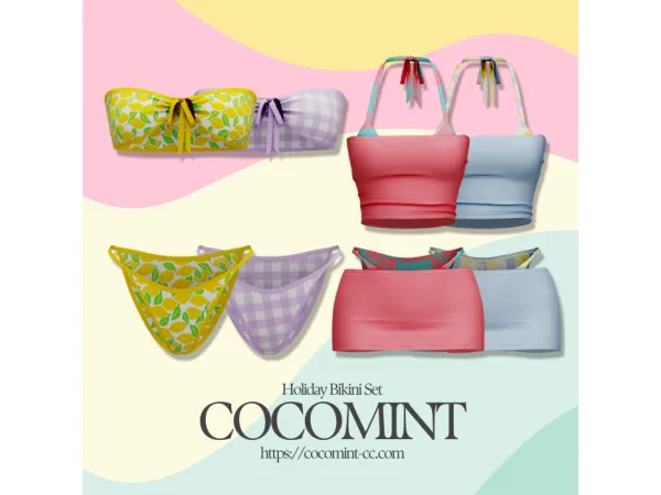 Alpha [cocomint] Holiday Bikini Set - The Sims 4 Custom Content
