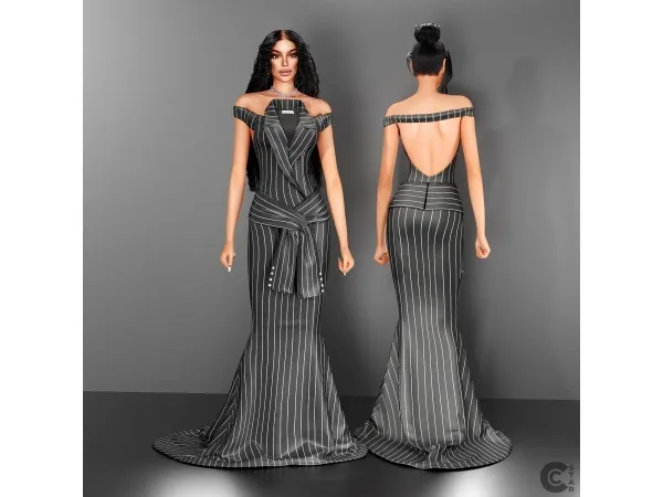 Alpha Mermaid suit dress with tied sleeves cool_content_star - The Sims 4 Custom Content