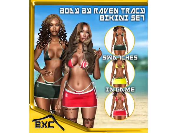 Alpha BODY RAVEN TRACY BIKINI SET by Baddiexsimmer - The Sims 4 Custom Content