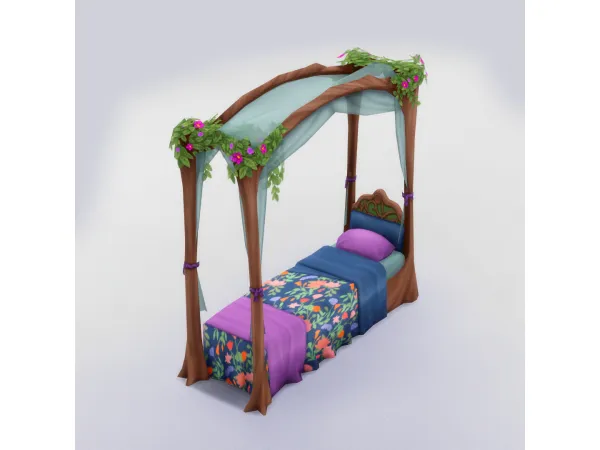 Maxis Match Fairy Tale Canopy Single Bed - The Sims 4 Custom Content