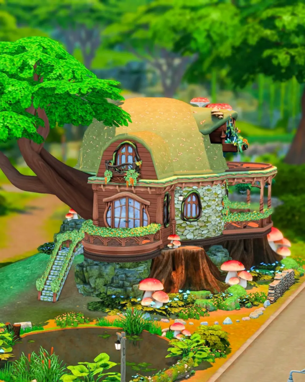 Maxis Match Nature Starter House by simsfinds - The Sims 4 Custom Content