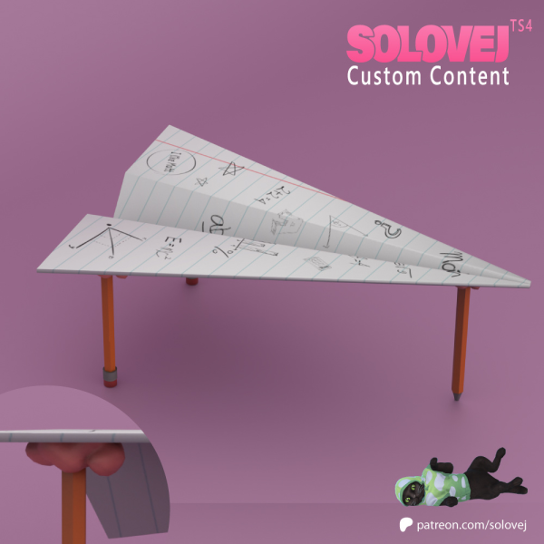 Maxis Match Solovej Coffee table paper airplane by simsfinds - The Sims 4 Custom Content