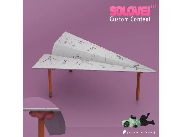 Maxis Match Solovej Coffee table paper airplane - The Sims 4 Custom Content