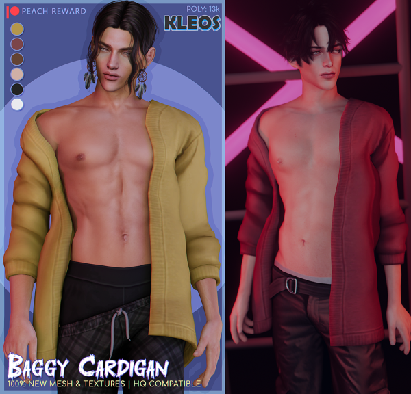 Alpha PEACH Baggy Cardigan by simsfinds - The Sims 4 Custom Content