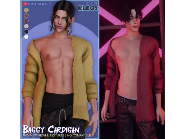 Alpha PEACH Baggy Cardigan by kleossims - The Sims 4 Custom Content