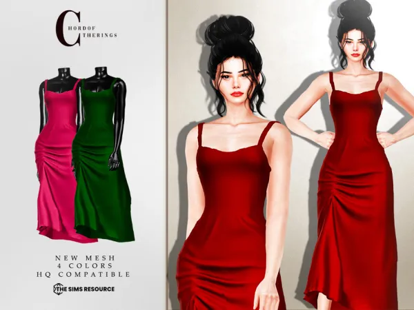 Alpha Midi Dress D 413 by ChordoftheRings - The Sims 4 Custom Content