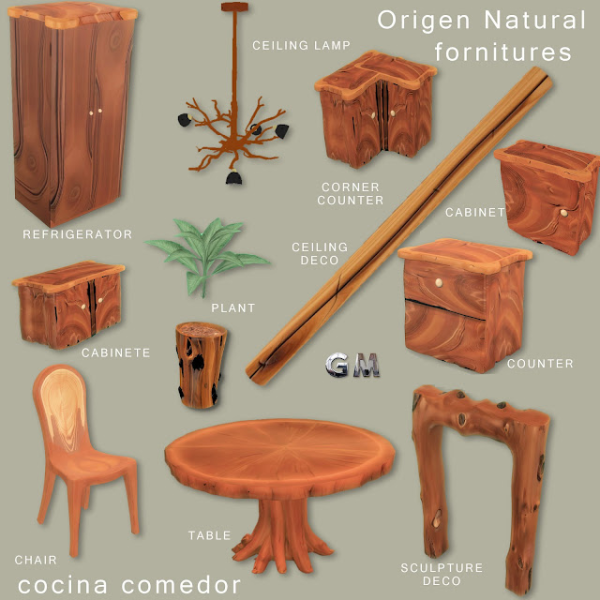 Maxis Match Origen Natural fornitures cocina comedor by simsfinds - The Sims 4 Custom Content
