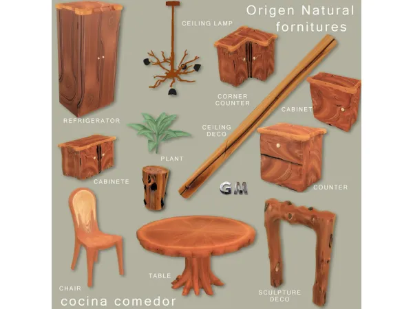 Maxis Match Origen Natural fornitures cocina comedor by GM_Gabrielasims - The Sims 4 Custom Content