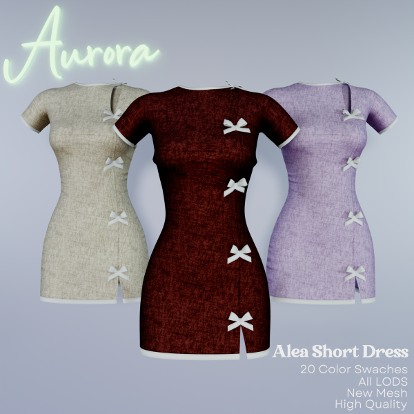 Alpha AU_Alea Short Dress by aurorats4 - The Sims 4 Custom Content