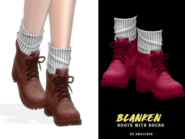 Alpha Blanken Boots with socks - The Sims 4 Custom Content