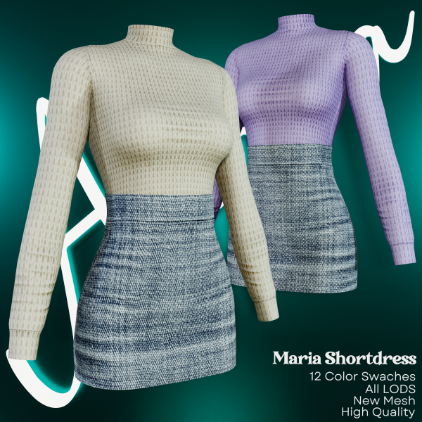 Alpha Mady Short Dress by aurorats4 - The Sims 4 Custom Content