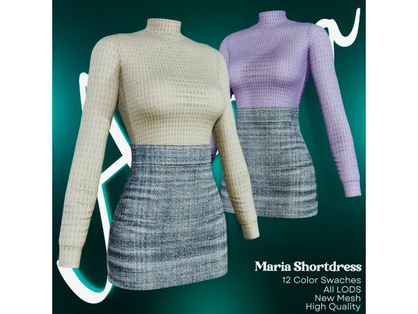 Alpha Mady Short Dress by ClarityTS4 - The Sims 4 Custom Content