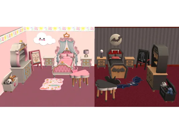 The Princess and the Vampire Kids Bedroom by jacky93sims - The Sims 2 Custom Content