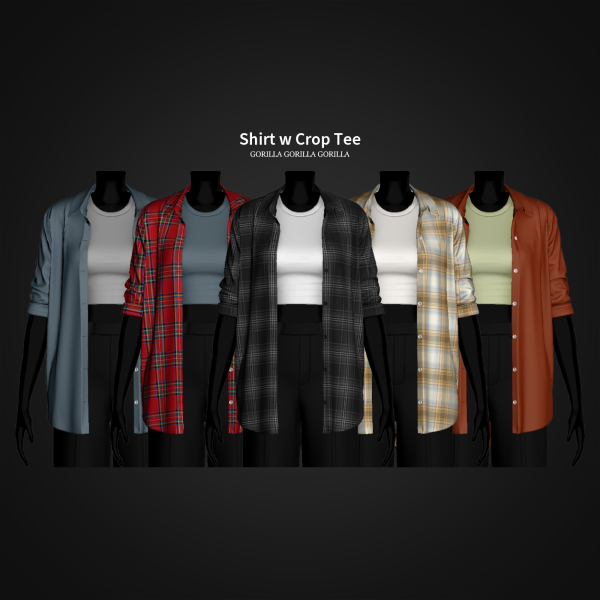 Alpha Shirt w Crop Tee by simsfinds - The Sims 4 Custom Content
