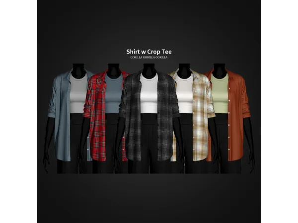 Alpha Shirt w Crop Tee by gorillax3 - The Sims 4 Custom Content