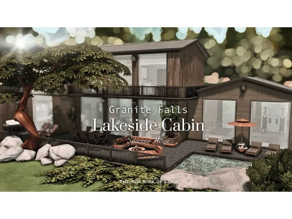Maxis Match Lakeside Cabin Granite Falls by TheSimSideofLuca - The Sims 4 Custom Content