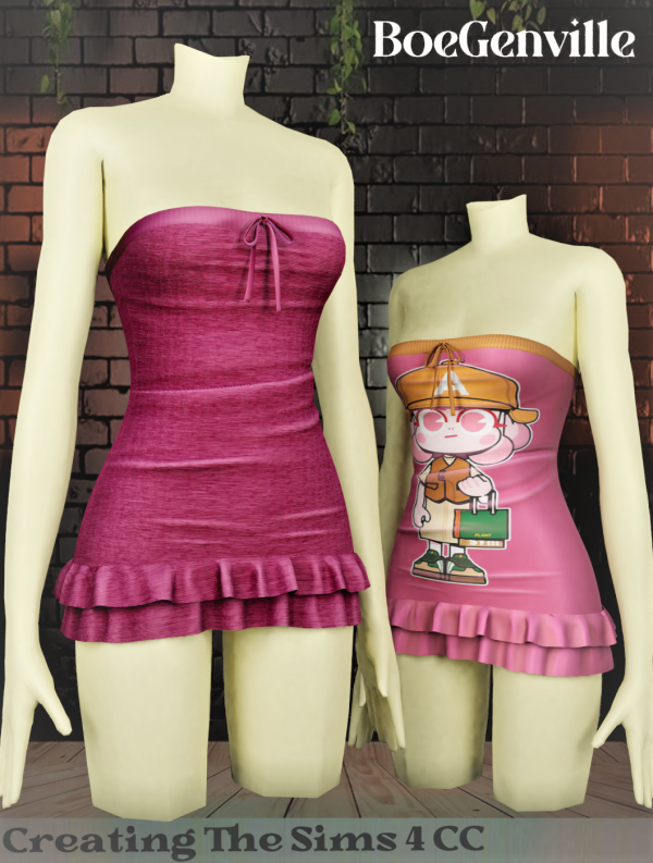 Alpha Boe_Daniella Short Dress by boegenville - The Sims 4 Custom Content