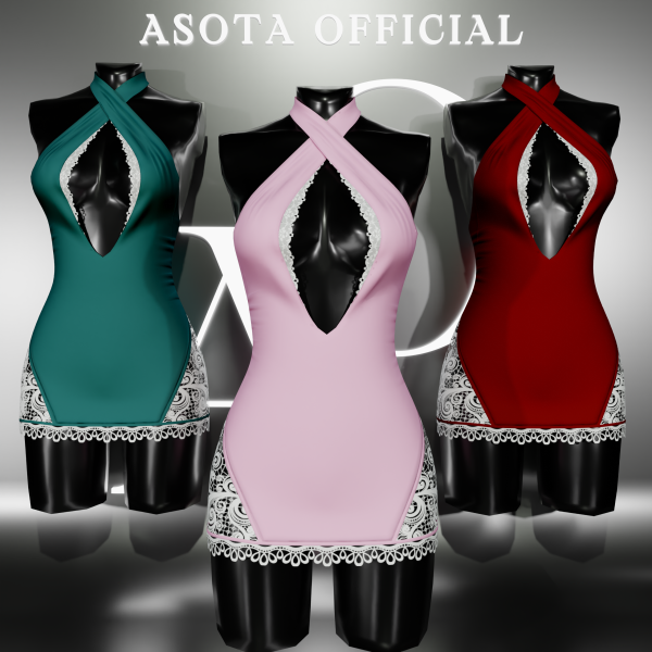 Alpha [ASOTA OFFICIAL] Nessie Short Dress by asotaofficial - The Sims 4 Custom Content