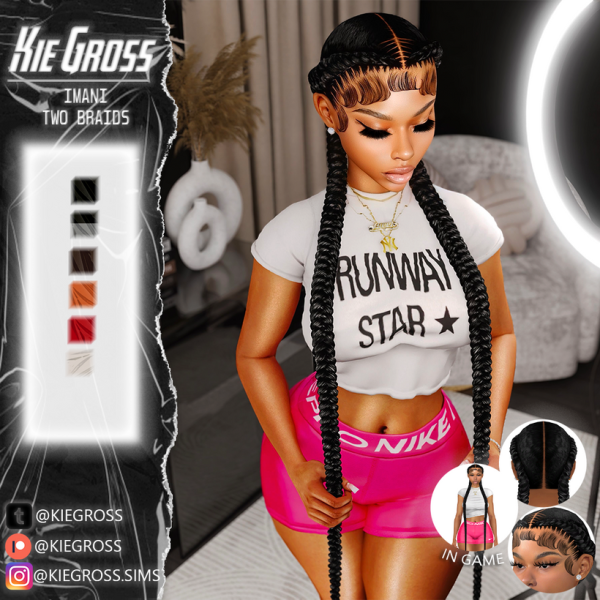Alpha Kiegross Imani two braids by simsfinds - The Sims 4 Custom Content