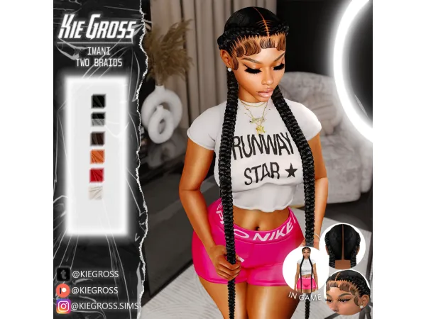 Alpha Kiegross Imani two braids - The Sims 4 Custom Content
