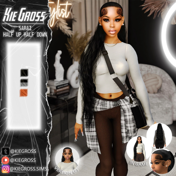 Alpha Kiegross Sarai half up half down by simsfinds - The Sims 4 Custom Content