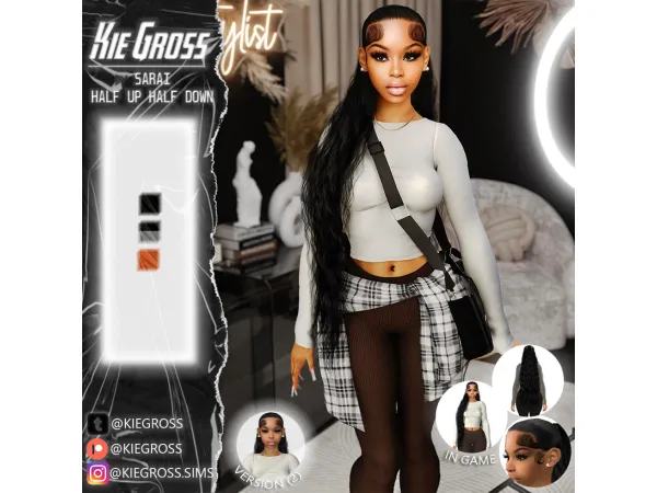Alpha Kiegross Sarai half up half down - The Sims 4 Custom Content