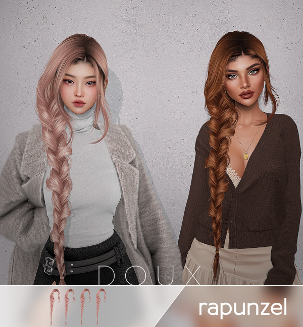 Alpha Rapunzel Hairstyle by douxhair - The Sims 4 Custom Content