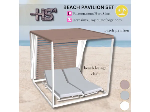 Alpha Beach pavilion set - The Sims 4 Custom Content