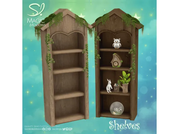 Alpha Magic Meadows Shelves ud83eudddau200dufe0f - The Sims 4 Custom Content