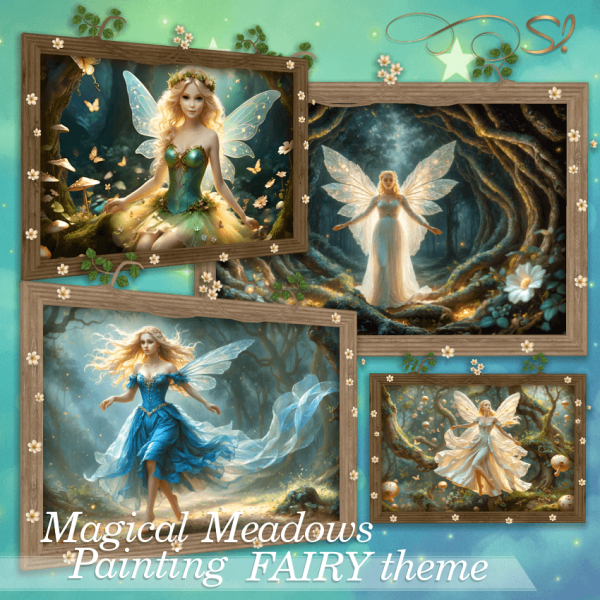 Alpha Magic Meadows Painting Landscape by simcredible - The Sims 4 Custom Content