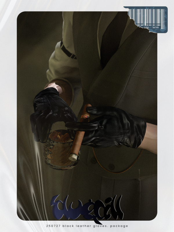 Alpha 250727 black leather gloves by simsfinds - The Sims 4 Custom Content