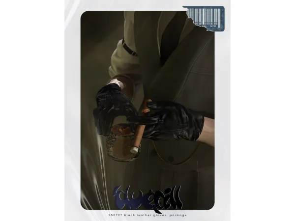 Alpha 250727 black leather gloves by xbluepillx - The Sims 4 Custom Content