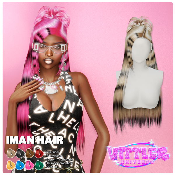 Alpha Iman Female Hair by simsfinds - The Sims 4 Custom Content