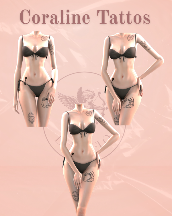 Mix Coraline Tattoos by d-angelo3d - The Sims 4 Custom Content