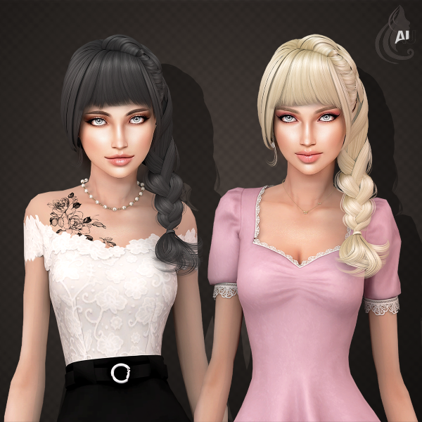 Alpha Bora hairstyle by aurum - The Sims 4 Custom Content