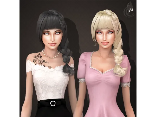 Alpha Bora hairstyle - The Sims 4 Custom Content